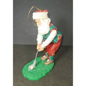 Vtg 1994 Golfing Santa Ornament 6" Christmas Figurine EUC Resin Holiday